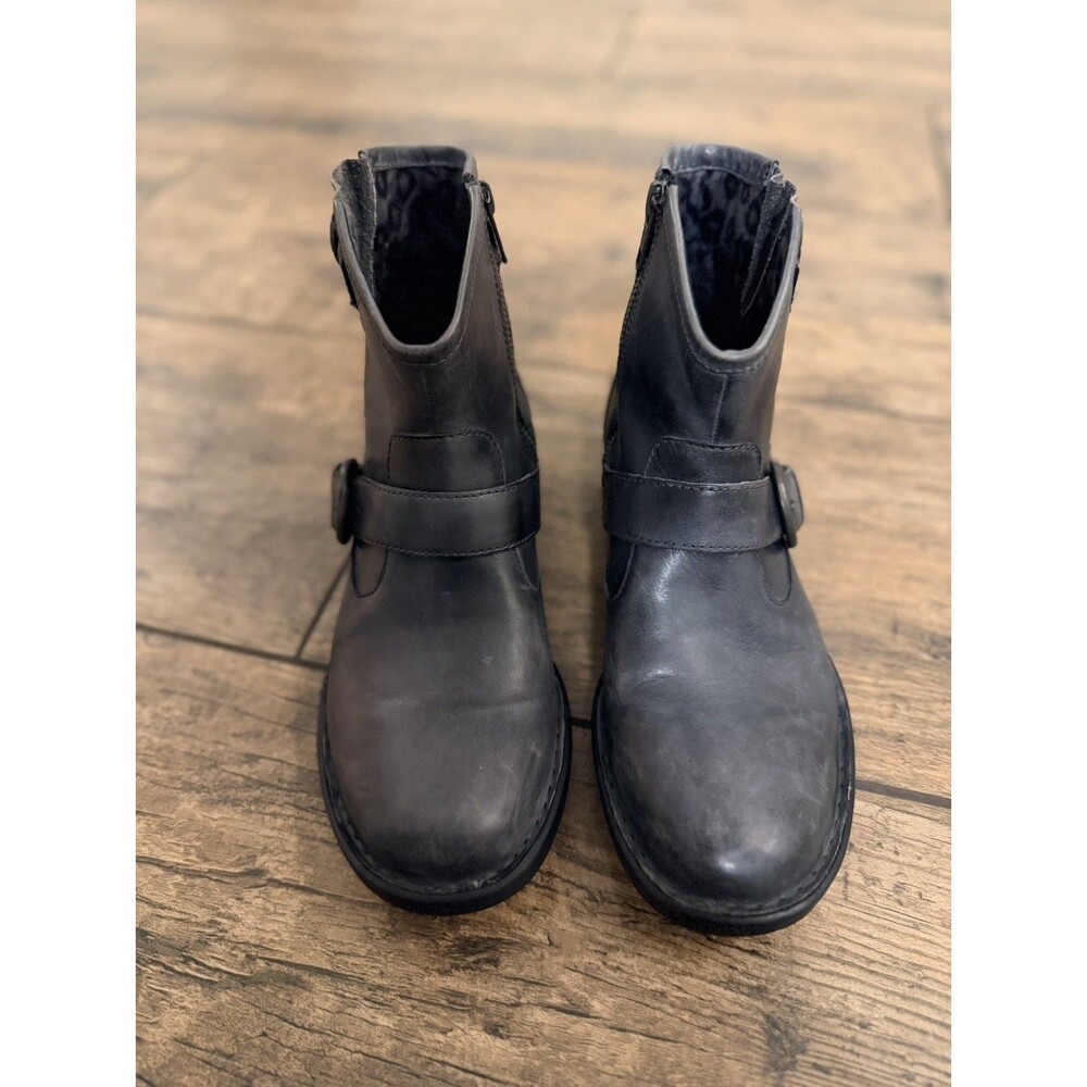 Born Women 8 Regis Buckle Ankle Boots Black Leather Bohemian Western Comfort